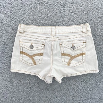 Pantalones Cortos No Boundaries Juniors Talla 9 Blanco Denim Solapa Bolsillos Decorativos Foto 1 de 4