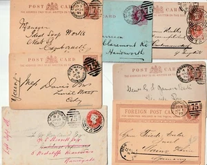 1877/94 7 x BIRMINGHAM & SUB POs DUPLEX & CDS POSTAL STATIONERY 2 TO EUROPE - Picture 1 of 2