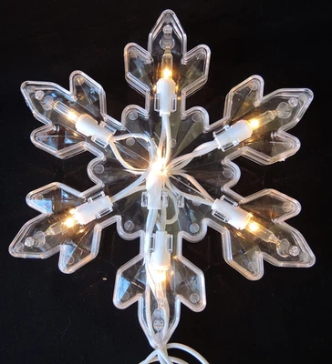 5 CLEAR SNOWFLAKES 7 Lights per Flake String Lights Indoor/Outdoor FREE SHIPPING - Image 1 of 4