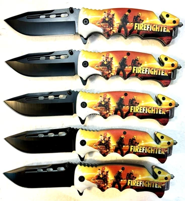 LOTE de 5 novas facas de bolso faca de bombeiro abertura assistida aço inoxidável 22 - Imagem 1 de 4