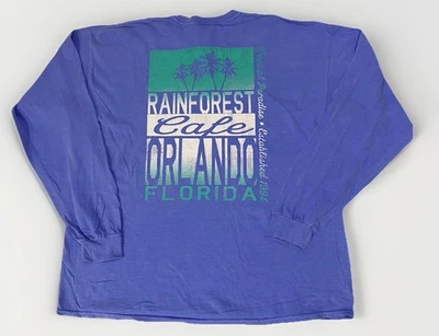 Rainforest Cafe Tshirt Orlando Florida Blue Long Sleeve Size XXL Crewneck Cotton - Image 1 of 4