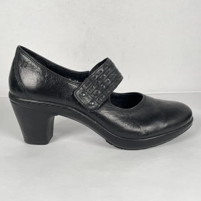 Josef Seibel Shoes Womens Size 39 Black Leather Mary Jane Comfort Casual Heels - Image 1 of 4