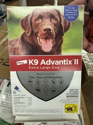 ELANCO K9 Advantix II flea,tick killer Treatment,for Extra Large Dog Over 55lbs,6 Doses