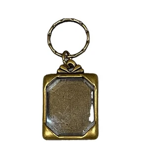 Photo Frame Key Chain Metal Keyring Brass Tone Mini Photo Holder - Picture 1 of 3