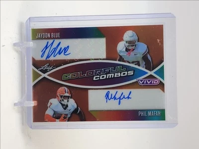 JAYDON BLUE PHIL MAFAH 2025 LEAF VIVID COLORFUL COMBOS AUTO /4 Q4324 - Image 1 of 2