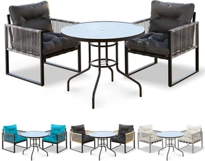 Patio Bistro Set with 2X Lounge Chairs & R90X70Cm Coffee Table, Rust-Resistant S - Picture 1 of 9