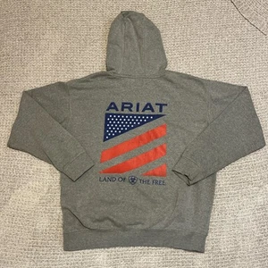 Ariat Men Size Large Gray Sweatshirt Hoodie - Picture 1 of 7