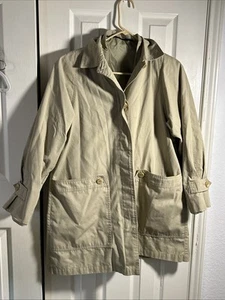 LONDON FOG Towne Trench Coat Raincoat Beige MISSING ZIP IN LINING Women’s 8 Reg. - Picture 1 of 6