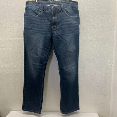 PD&C Slim Straight Jeans Mens 36x32 Blue Medium Wash Denim Stretch City Trendy - Image 1 of 3