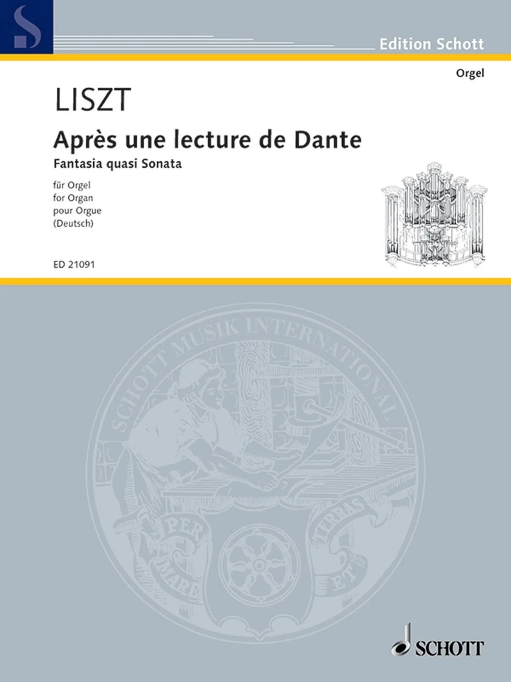 Liszt Apres une lecture de Dante Organ Classical Sheet Music Deutsch Book - Image 1 of 1