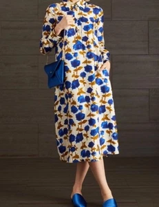 NWOT Max Mara Studio Label-cut 100% Silk Straight-line Dress Sz: US4 Spring - Picture 1 of 15