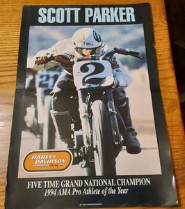 Scott Parker Harley Davidson Racing 5x Grand National Champion 1994 AMA 15x22 - Imagen 1 de 3