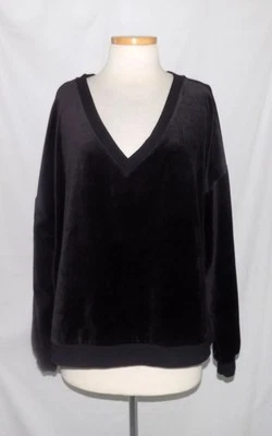 GAP Easy V-Neck Velour Sweatshirt Blk Pullover Long Sleeve Drop Shoulder XXL NWT - Image 1 of 4
