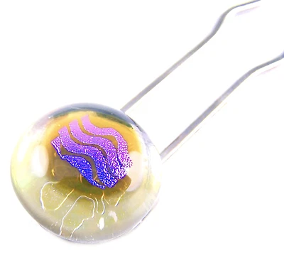 Дихроичная стеклянная булочка заколка для волос палочка коричневая розовая волнистая модный аксессуар - Изображение 1 из 4