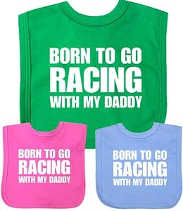 BabyPrem Niños Niñas Baby Bib CARRERAS con PAPÁ Pechera con Sujetador de Marca VELCRO® - Imagen 1 de 4