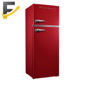 7.5 Cu. Ft. Mini Refrigerator with Top Freezer in Red and Chrome Handles NEW - Picture 1 of 12