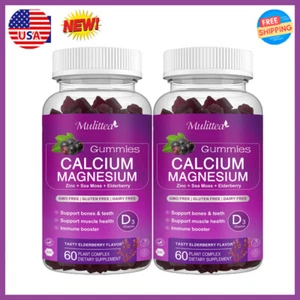 2 Bottles Zinc Calcium Magnesium & Vitamin D Complex Gummies Support Bone Health - Picture 1 of 8