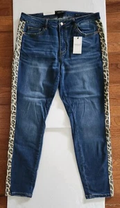 NEW Judy Blue Womens Leopard Striped Medium Denim Jeans 14W Plus NWT - Picture 1 of 14