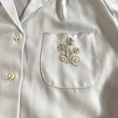 Blusa Levi Strauss Mujer Talla 14 Floral Bordado Bolsillo Semi Transparente Hecha en EE. UU. Foto 1 de 4