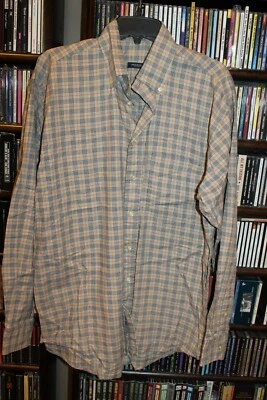 Burberry London long sleeve button down shirt Plaid tan black Check L  (B149) - Image 1 of 4
