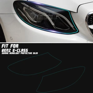 LH+RH Smoke TPU Headlights Protective Precut Film Sticker Cover For Mercedes E - Picture 1 of 10