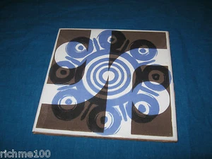 Azulejo colgante de cerámica abstracto Kfar Menachem SHANNAH TOVA de colección de los años 70 RARO - Imagen 1 de 4