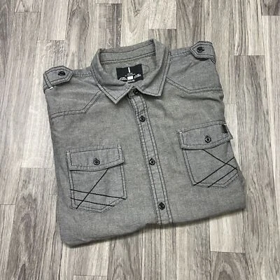 Camisa informal gris manga corta con cuello abotonado BUFFALO para hombre talla grande Foto 1 de 4