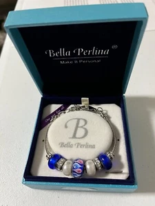 Bella Perlina Blue & Pearl White Color Bead Bracelet in Box - Picture 1 of 5