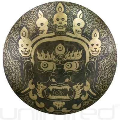 18 inches Bhairav Carved Gong, Sound Healing, Bhairava Etching Meditation Gong - Image 1 of 2