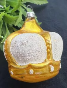 Vintage Glimmer Gold Glas KRONE Deutscher Weihnachtsschmuck - Bild 1 von 11