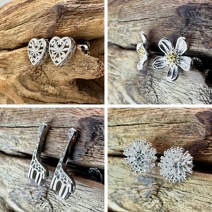 925 Sterling Silver Stud Earrings - Various Designs - Picture 1 of 72