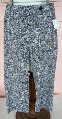 Pantalones plumeros al tobillo talla 0 NEGRO VIOLETA LIMA algodón spandex NUEVOS NUEVOS CON ETIQUETAS $88 recortados FAB Foto 1 de 4