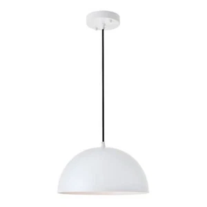Living District Forte 1-Light Mid-Century Metal Pendant in White Finish - Picture 1 of 3