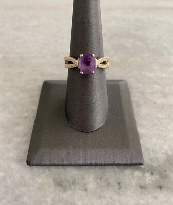 Anillo Amatista Oro 18k Plata de Ley 925 Firmado Lorenzo Talla 7.25 Foto 1 de 4