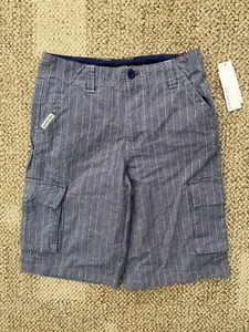 Boys Calvin Klein Jeans 100% Cotton Cargo Shorts Indigo Blue Stripe Size 10 - Picture 1 of 3