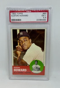 Elston Howard 1963 Topps #60 Yankees receptor MLB béisbol PSA EX+ 5,5 - Imagen 1 de 2