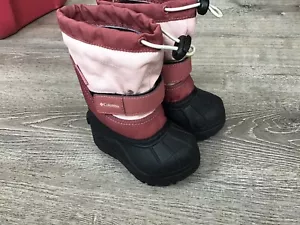 Columbia Powderbug Plus Winter Snow Boots Girls Size 6 Red Waterproof BV1326-626 - Picture 1 of 11