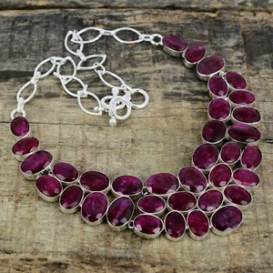 Ruby Gemstone Handmade Jewelry 925 Sterling Silver Necklace For New Year Gifts - Picture 1 of 4