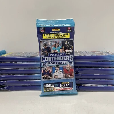 1x Panini 2021 Contenders NFL Football 22 Card Value Hanger One Pack Emerald - Image 1 of 3