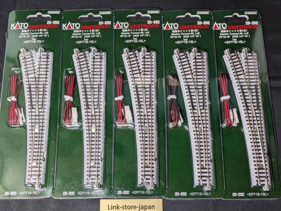 Kato 20-202 N Scale Unitrack Electric Turnout #6 Left Hand Set of 5 New - Image 1 of 4