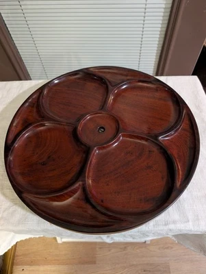 Tocadiscos Giratorio Lazy Susan 15" Caoba Sólida Hecho en Haití Foto 1 de 4