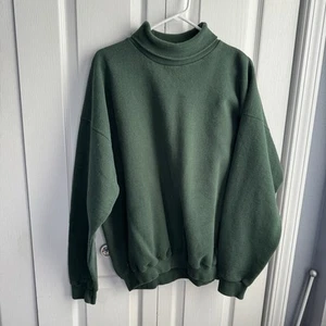 Sudadera PLUMA de Algodón Pesado Cuello Alto Verde Manga Larga para Hombres XL 90s De Colección - Imagen 1 de 6
