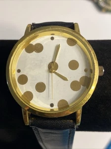 Markenlose Uhr Unisex neue Batterie schwarzes Band goldfarben - Bild 1 von 9