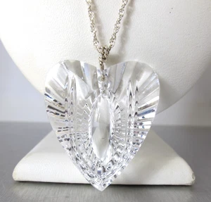 Vintage Signierter WATERFORD Kristall Herz Anhänger Sterlingsilber Kette - Bild 1 von 7