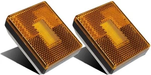 Partsam (2) Amber 3 LED Square Stud Mount Clearance Side Marker Lights Trailer - Foto 1 di 7