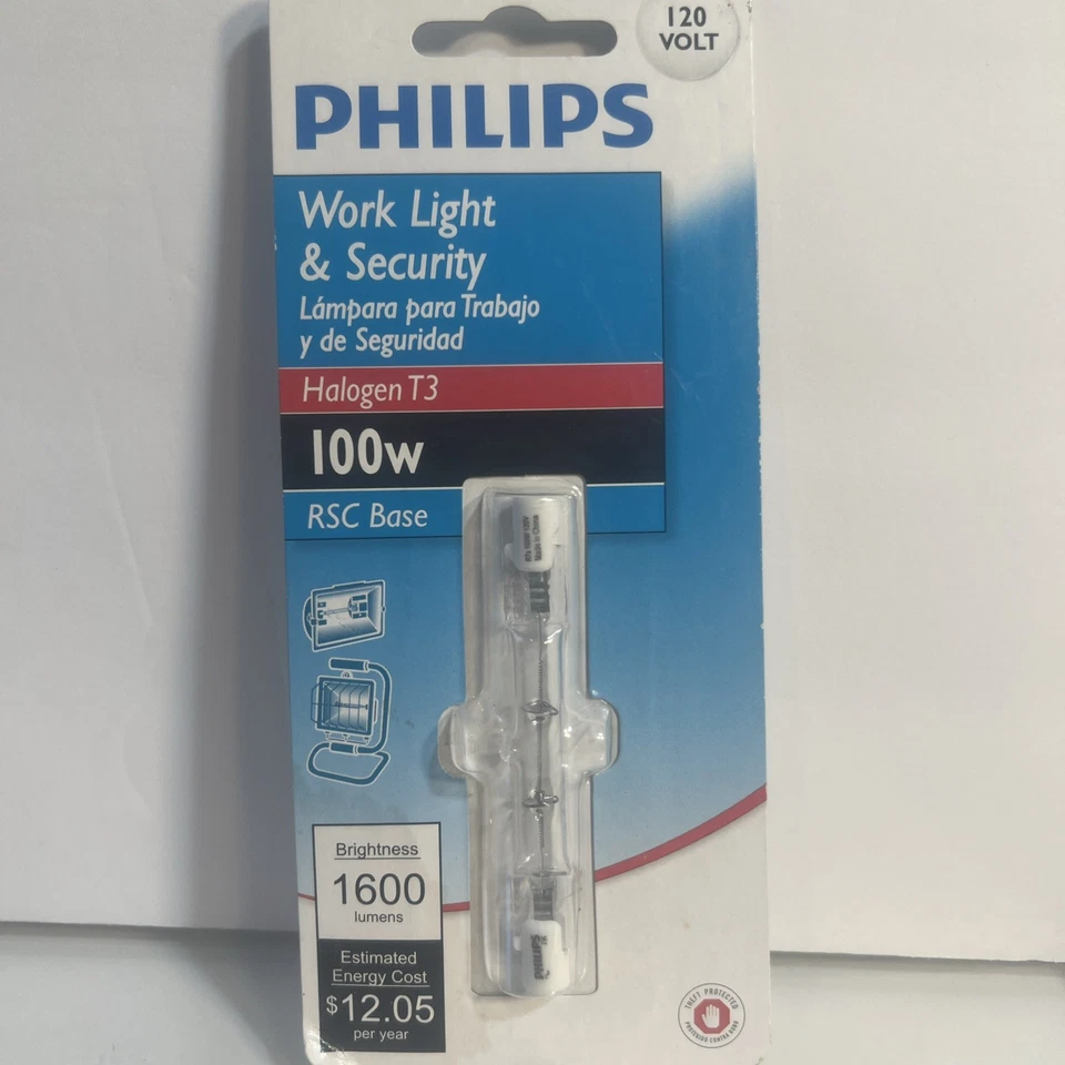 Philips 100W 120V Clear RSC Base T3 Work Light & Security Bulb New In Package - Image 1 of 4