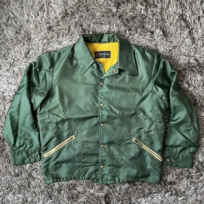 Vintage McGregor Coaches Jacket Size 44 Green Fleece Lined Nylon Casual Workwear - Image 1 of 4