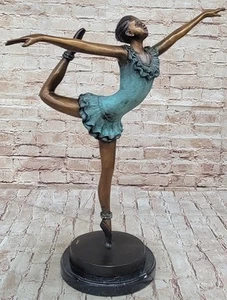 Estatua de bronce pequeña bailarina niña bailarina escultura firmada: arte clásico - Imagen 1 de 10
