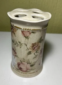 Croscill Rose Bathroom Toothbrush Holder Cheri Blum Design Crackled Finish - Picture 1 of 5
