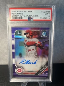 2019 BOWMAN CHROME RECE HINDS DRAFT PICKS AUTO PURPLE REFRACTOR RC #/250 PSA 9 - Picture 1 of 2